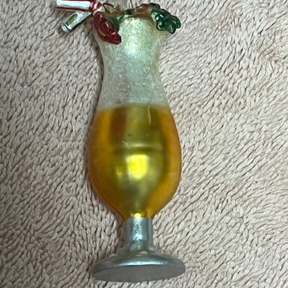 Two Department 56 Christmas Hand Blown Glass Cocktail Themed Holiday Ornaments - Picture 9 of 15